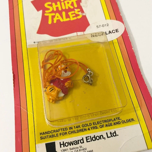 Vintage 1982 Shirt Tales The Tiger Plastic Necklace Hallmark Cards Damaged - Picture 3 of 15
